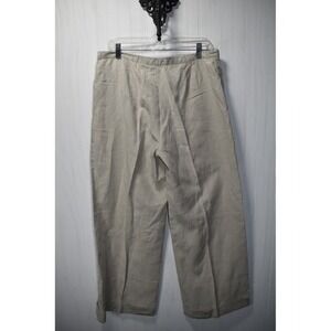 100% Linen Wide‎ Leg Cropped Pants Size 14 Ocean Boho